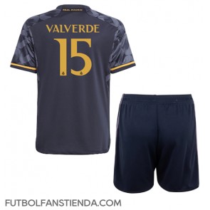 Real Madrid Federico Valverde #15 Segunda Equipación Niños 2023-24 Manga Corta (+ Pantalones cortos)